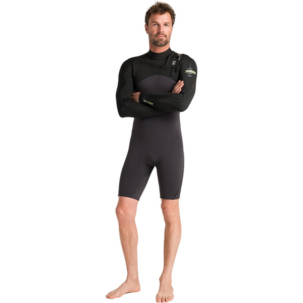 2026 C-Skins Mens NuWave Session Lite 2/2mm Long Sleeve Chest Zip Spring Wetsuit C-NSEL22SPM - Meteor / Black